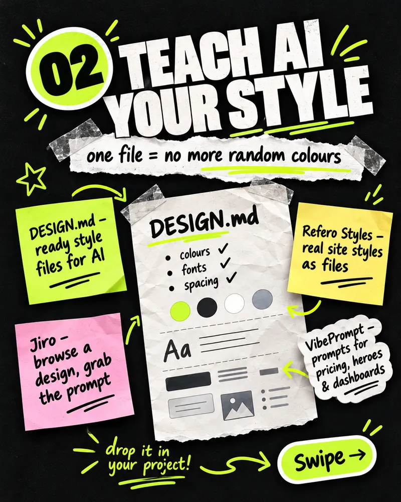 Teach AI your style — DESIGN.md, Refero Styles, Jiro and VibePrompt
