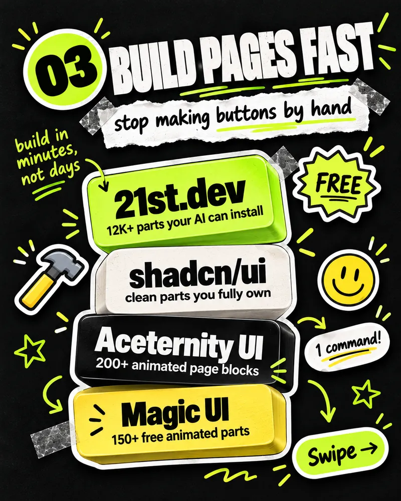 Build pages fast — 21st.dev, shadcn/ui, Aceternity UI and Magic UI