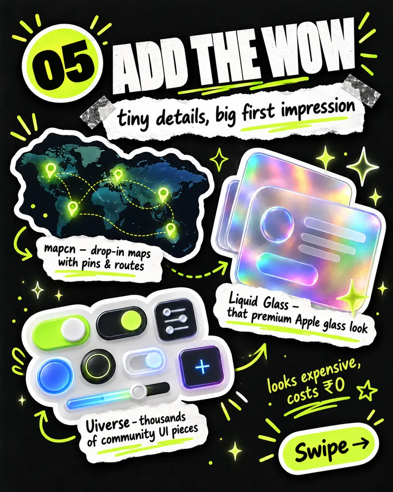 Add the wow — mapcn, Uiverse and Liquid Glass