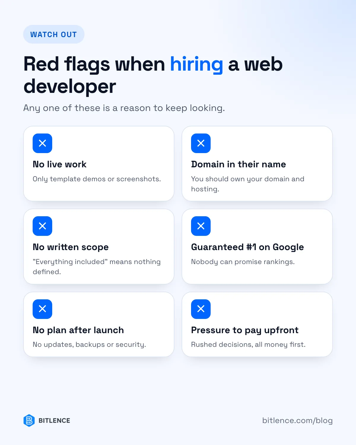 Red flags when hiring a web developer
