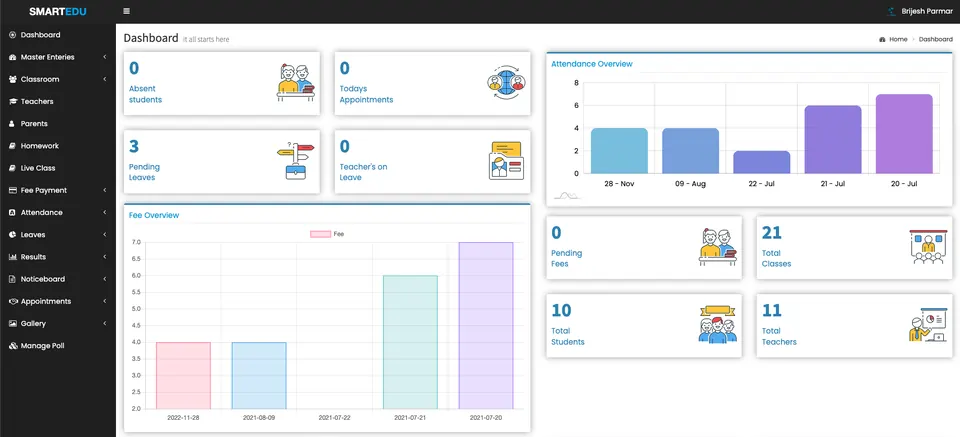 SmartEdu admin dashboard